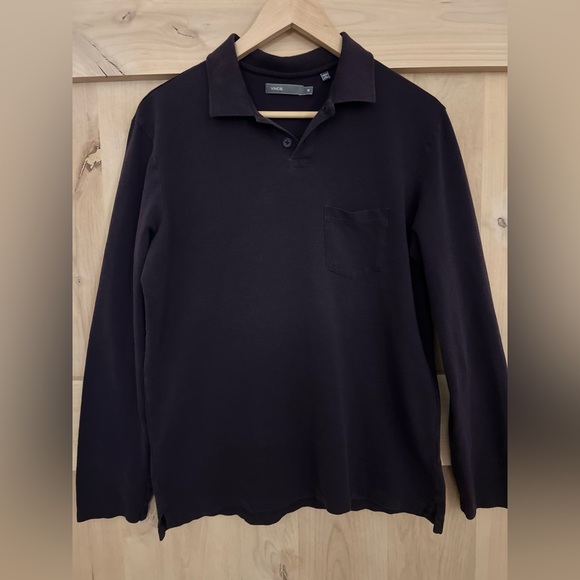 Vince Tops - VINCE Women’s Long Sleeve Plum lightweight pique Polo Shirt soft, EUC, Medium.